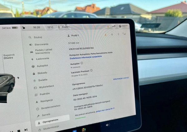 Tesla Model 3 cena 144894 przebieg: 65000, rok produkcji 2020 z Płock małe 301